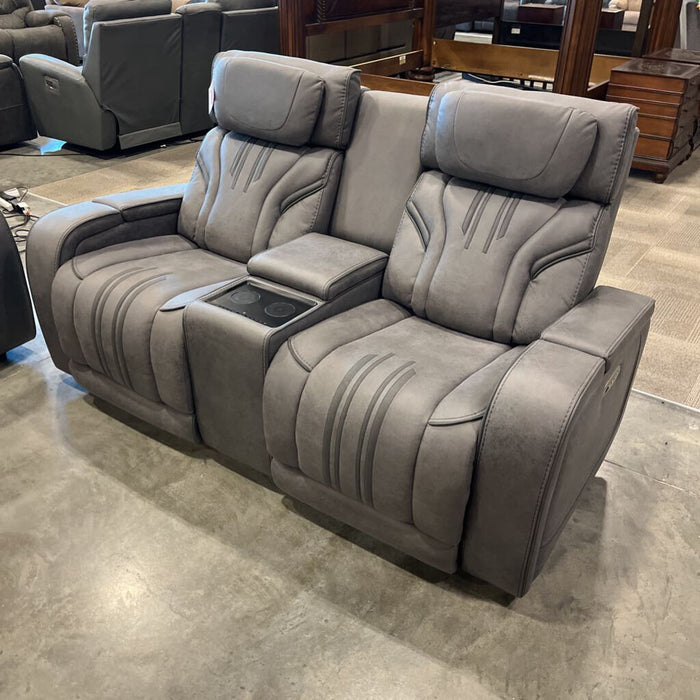 Gray Power Reclining Loveseat w/ Audio