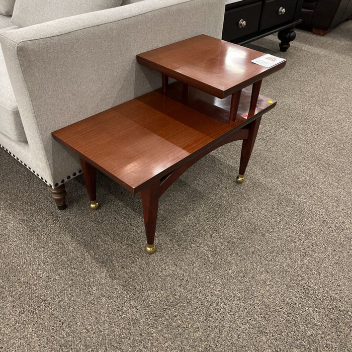 Cherry 2-tier Brass Foot End Table