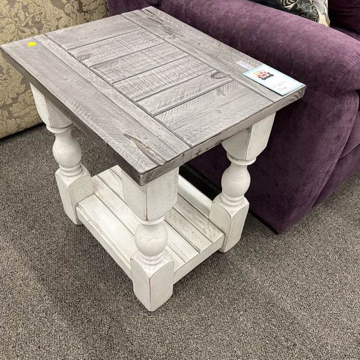 Gray & White End Table