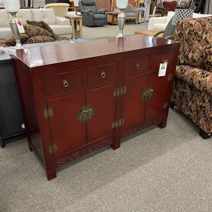 Wine Lacquer Asian Style Chest