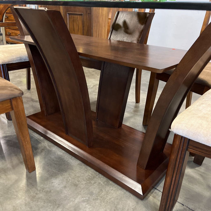Glass-top Wood Dining Table