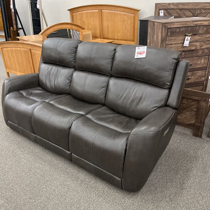 "Linden" Brown Leather PwhL Sofa