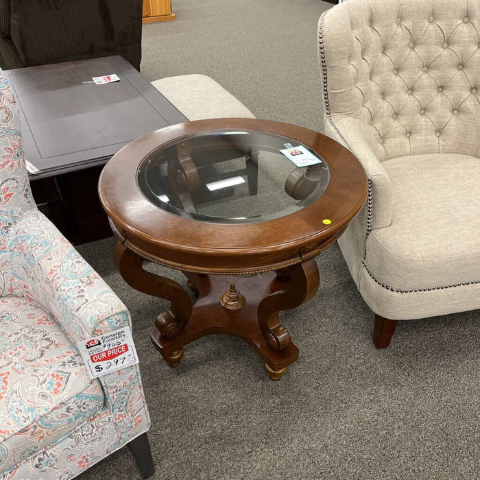 Round Glass Insert End Table