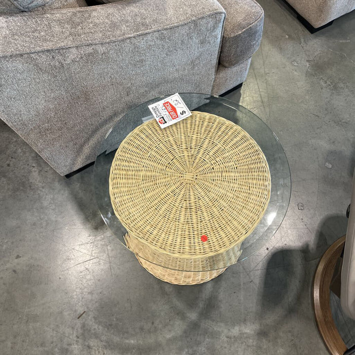 Serena & Lily Woven Side Table w/ Glass