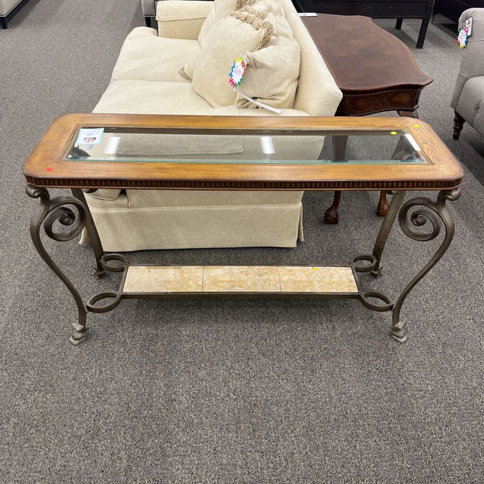 Glass Stone & Iron Sofa Table