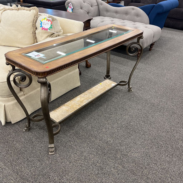 Glass Stone & Iron Sofa Table