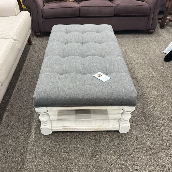 White & Gray Tufted Ottoman