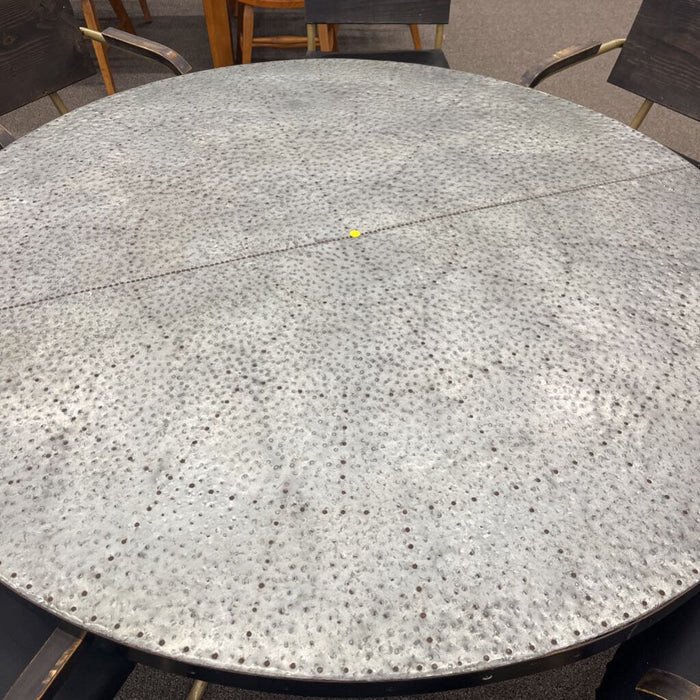 Hammered Metal Table w/ 8 Chairs