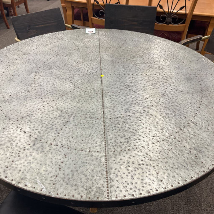 Hammered Metal Table w/ 8 Chairs