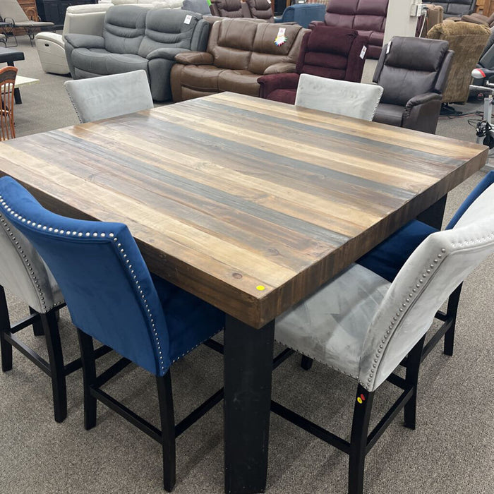 Rustic Pub Table w/ 6 Chairs