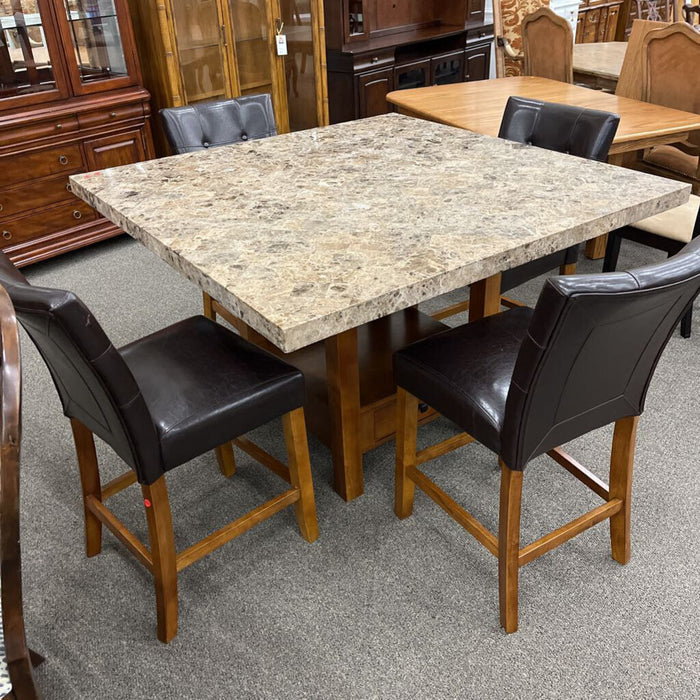 Granite-top Table w/ 4 Stools