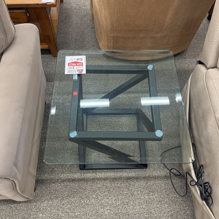 Iron & Art Black & Glass End Table