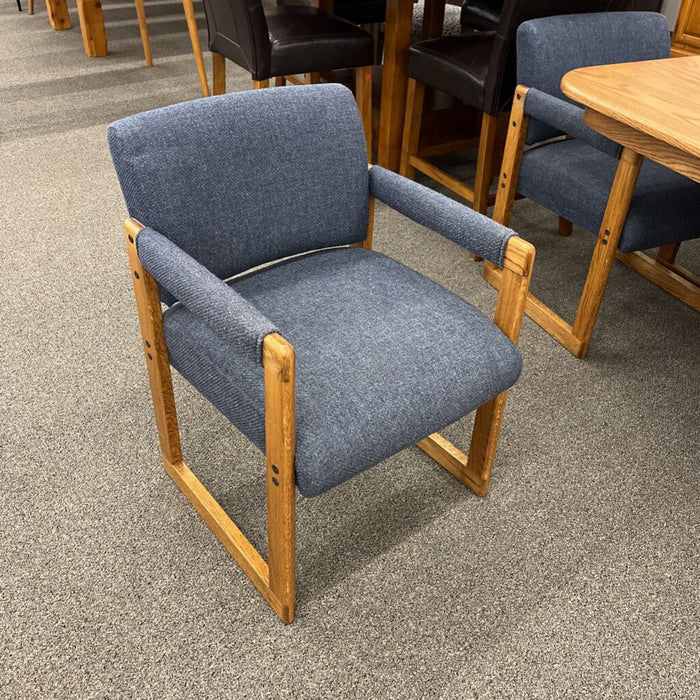 Set of 8 Blue Fabric Chairs