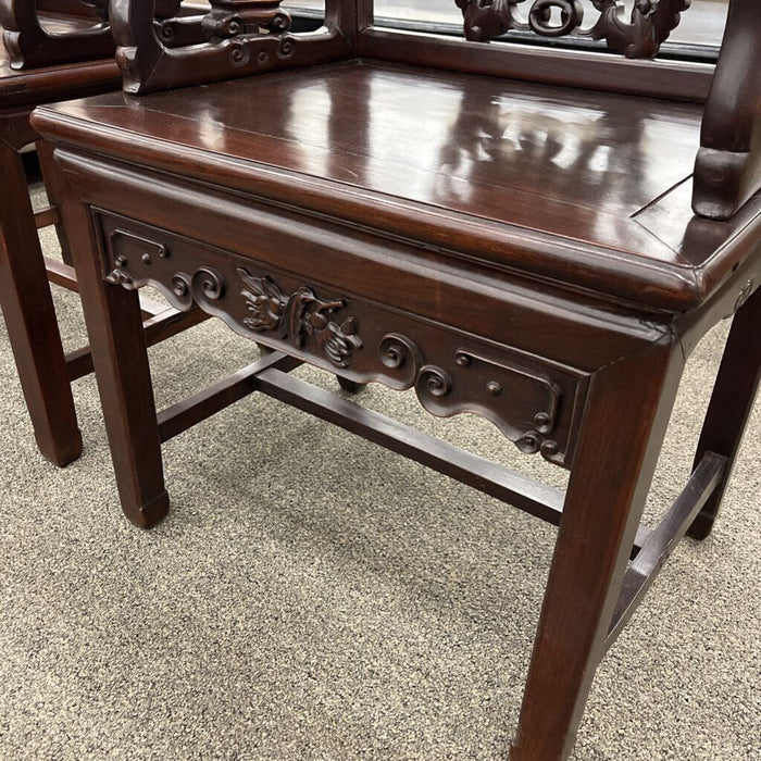 Pair of Asian Carved Accent Chairs