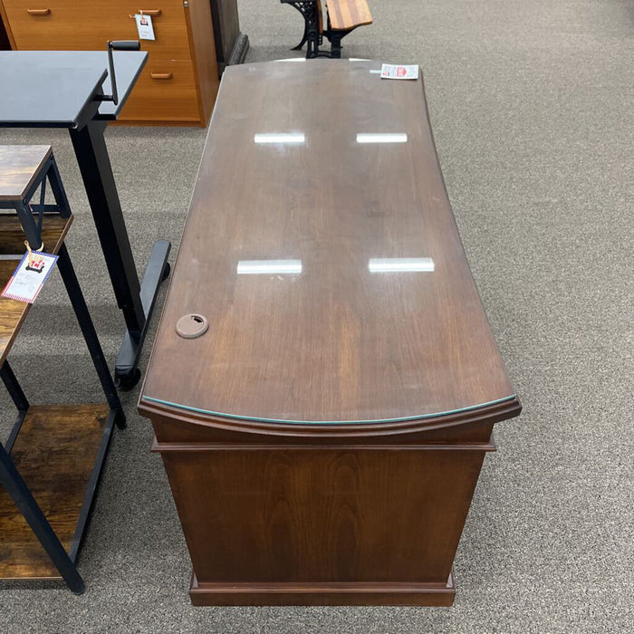 Custom Dark Wood Desk w/ Glass