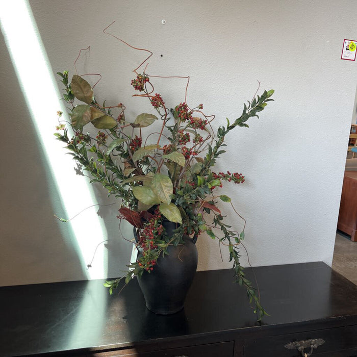 Black Vase w/ Floral Arrangement