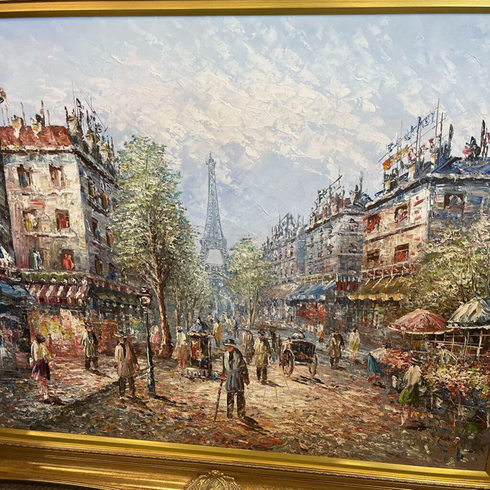 XL Gold Frame Paris Oil Painting
