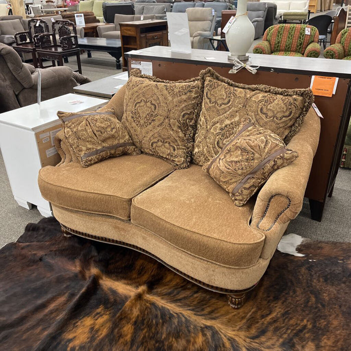 Brown Loveseat w/ Ottoman