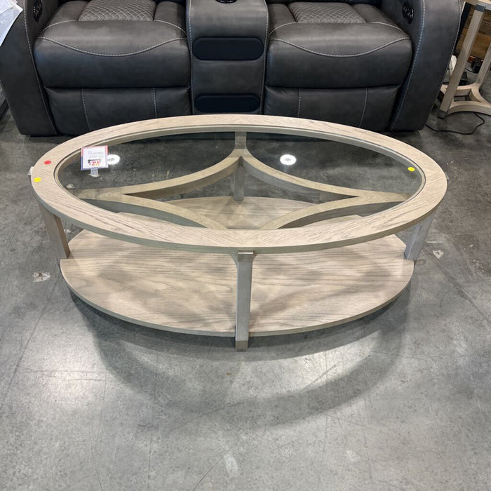 Oval Coffee Table w/ Glass Insert