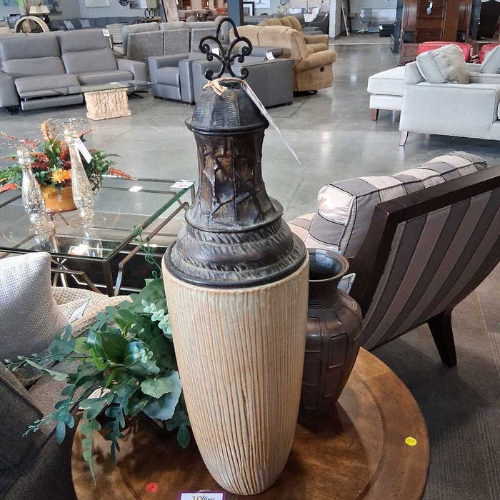 Deco9rative Tall Ceramic/Metal Vessel