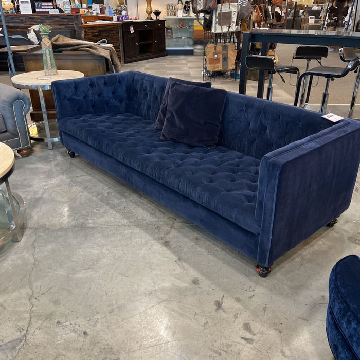 Blue Tufted 96in. Sofa