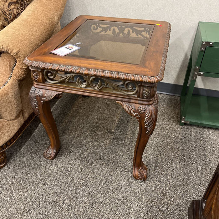 End Table w/ Amber Glass