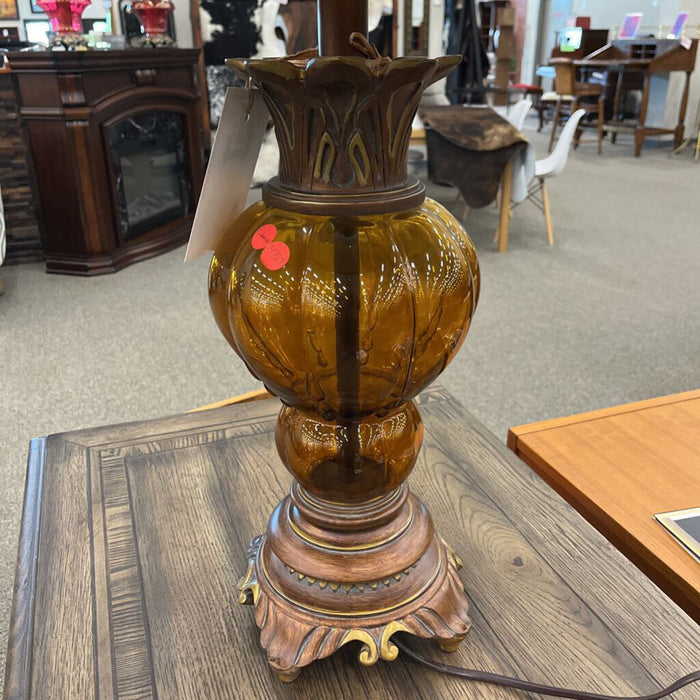 Vintage Amber Glass Lamp