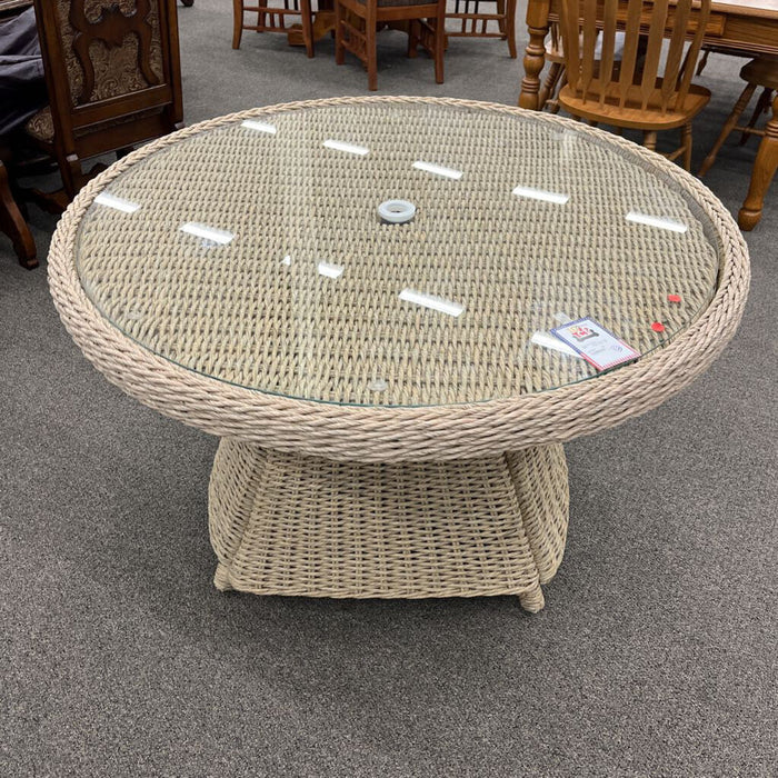 Glass Top Wicker Patio Table