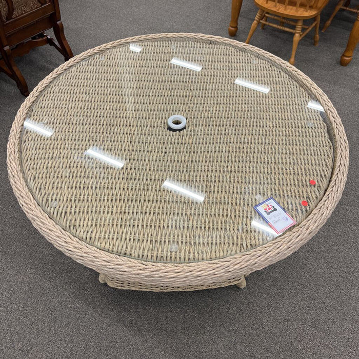 Glass Top Wicker Patio Table