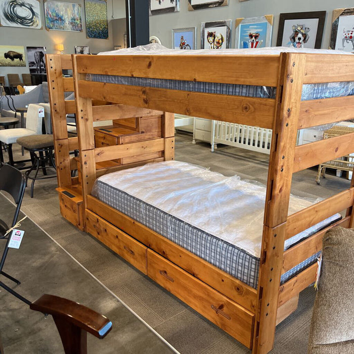 Pine Twin over Twin Bunk w/ Mattresses