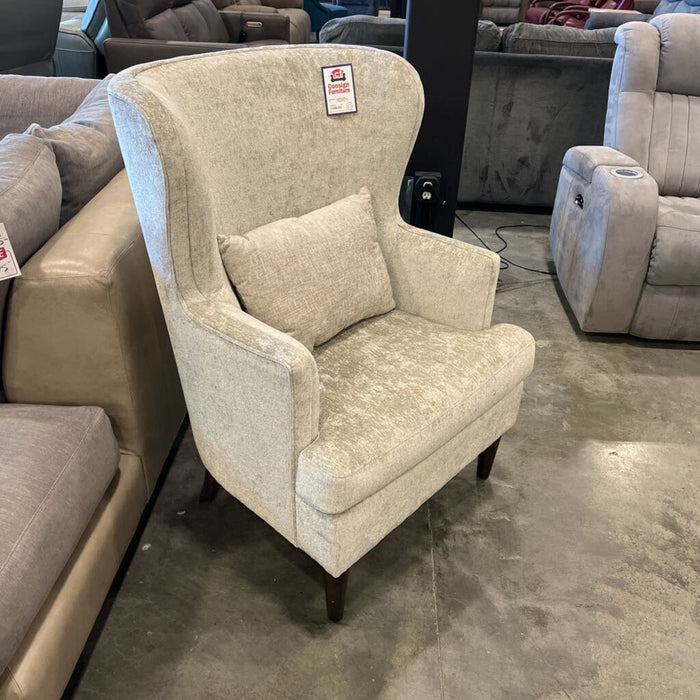 Silver Fabric Chair w/ Pillow