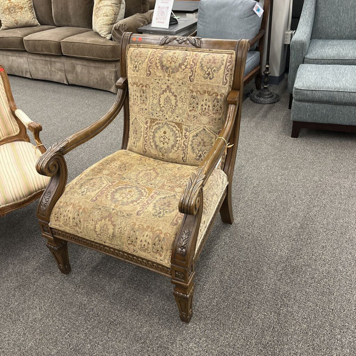 Vintage Carved Wood Arm Chair