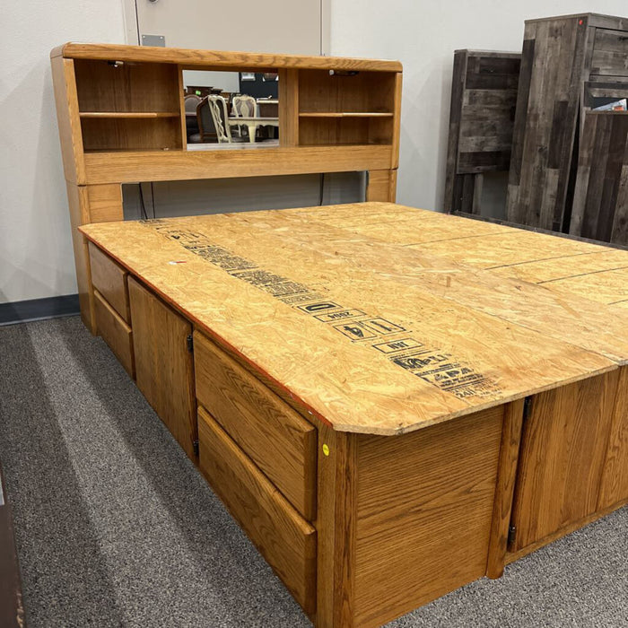 Oak Queen Captains Bed