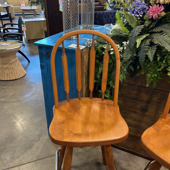 Pair Vintage Maple Stools