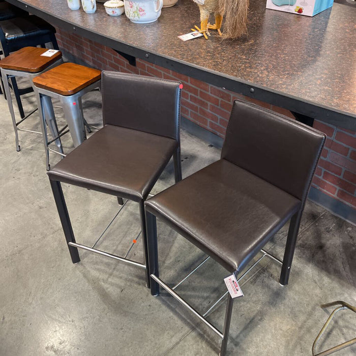 Pair Low Back Brown Stools