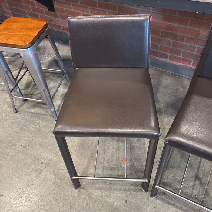 Pair Low Back Brown Stools