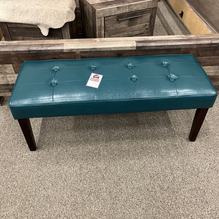 Teal Leather Bench