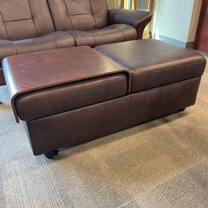 Brown Stressless Loveseat w/ Ottoman