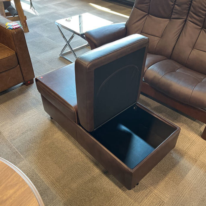 Brown Stressless Loveseat w/ Ottoman