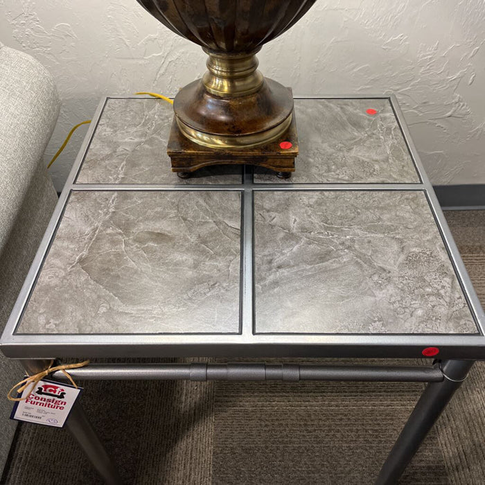 Silver Patio End Table