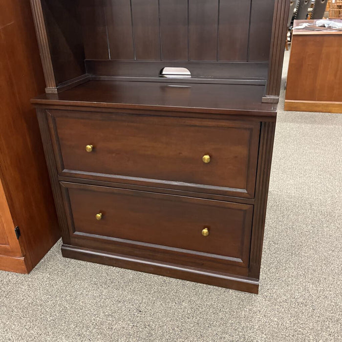 2pc Cherry Filing Cabinet w/ Hutch