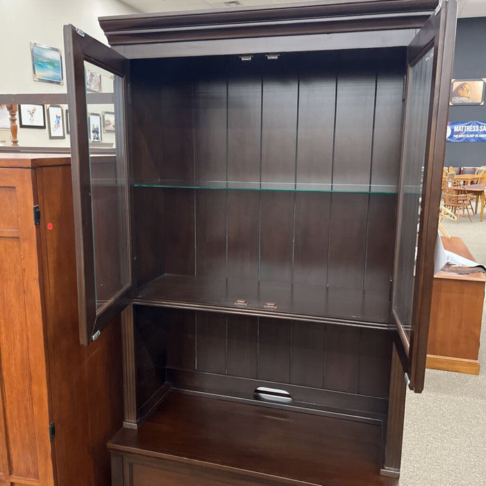 2pc Cherry Filing Cabinet w/ Hutch