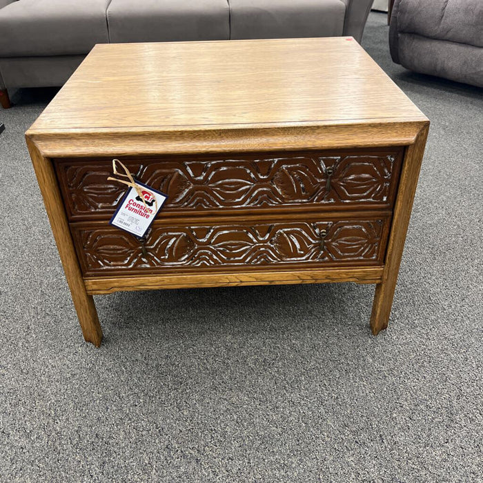 Mid Century Oak 2 Drw. End Table