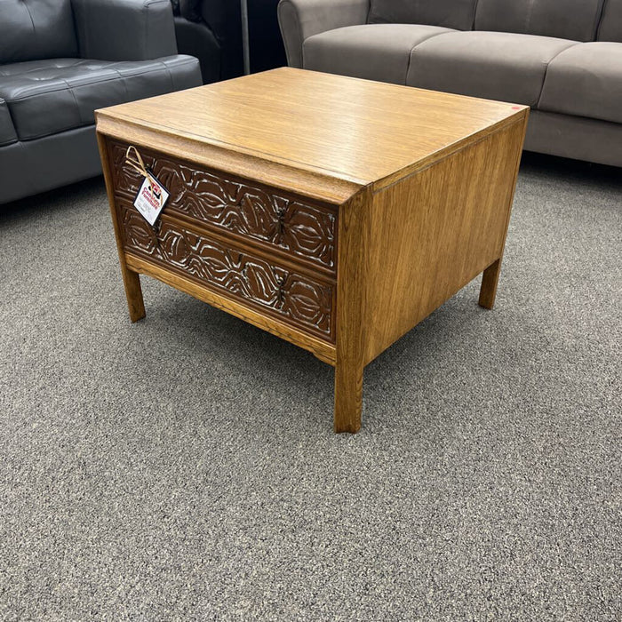 Mid Century Oak 2 Drw. End Table