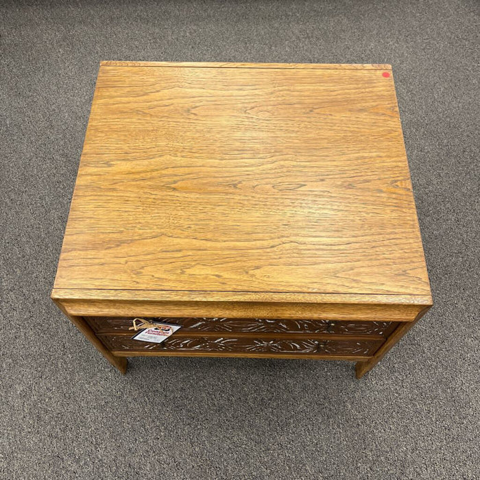Mid Century Oak 2 Drw. End Table