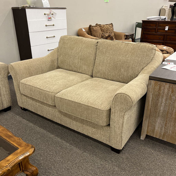 Beige Fabric Loveseat
