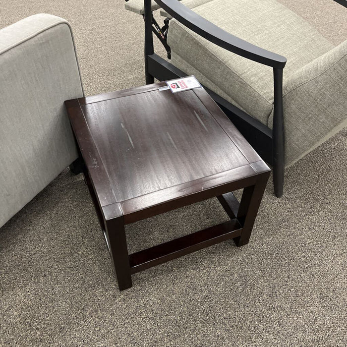 Low Dark Wood End Table