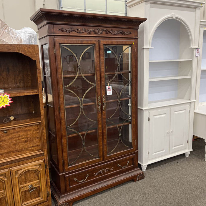 Lg. Carved Curio w/ Drawer