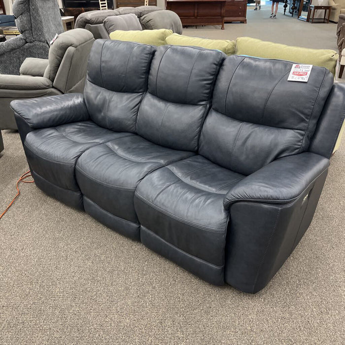 Navy Leather PwhL Sofa