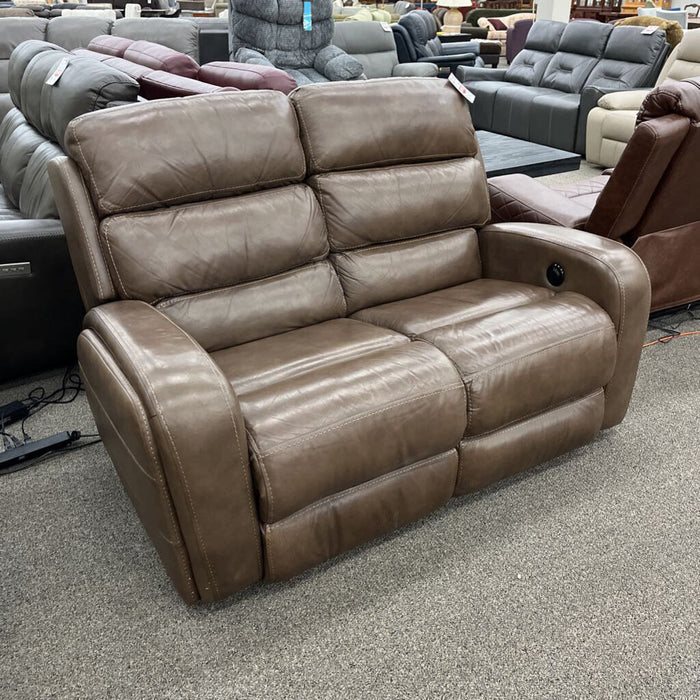 Brown Leather Pwr Loveseat